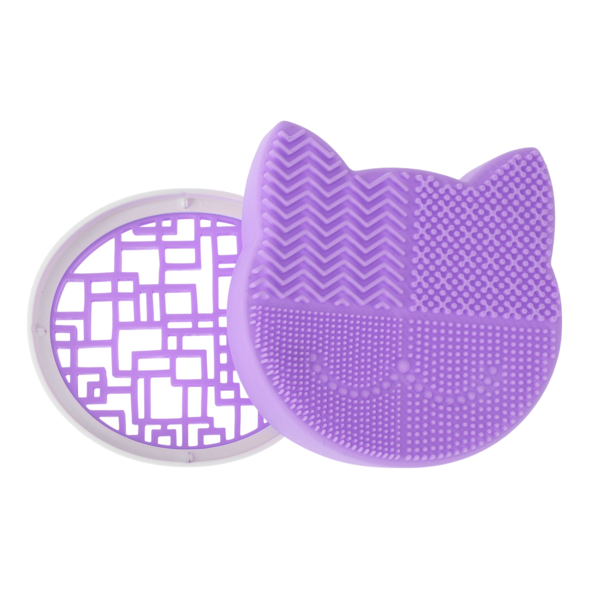 Unique Bargains Cat Shape Makeup Brush Storage Cleaner Purple