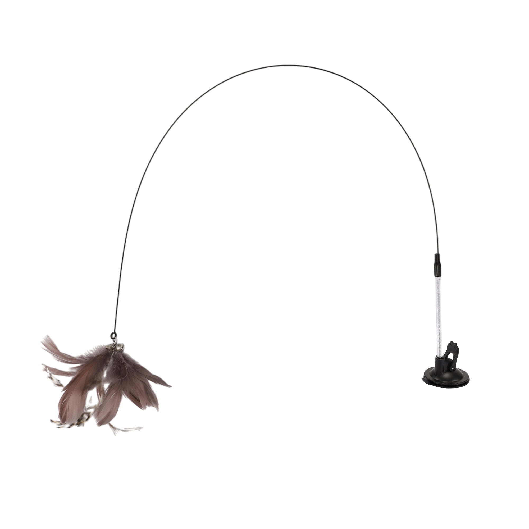 Unique Bargains Cat Teaser with Suction Cup and Bell Fluffy Plume Teasing Sticks Brown