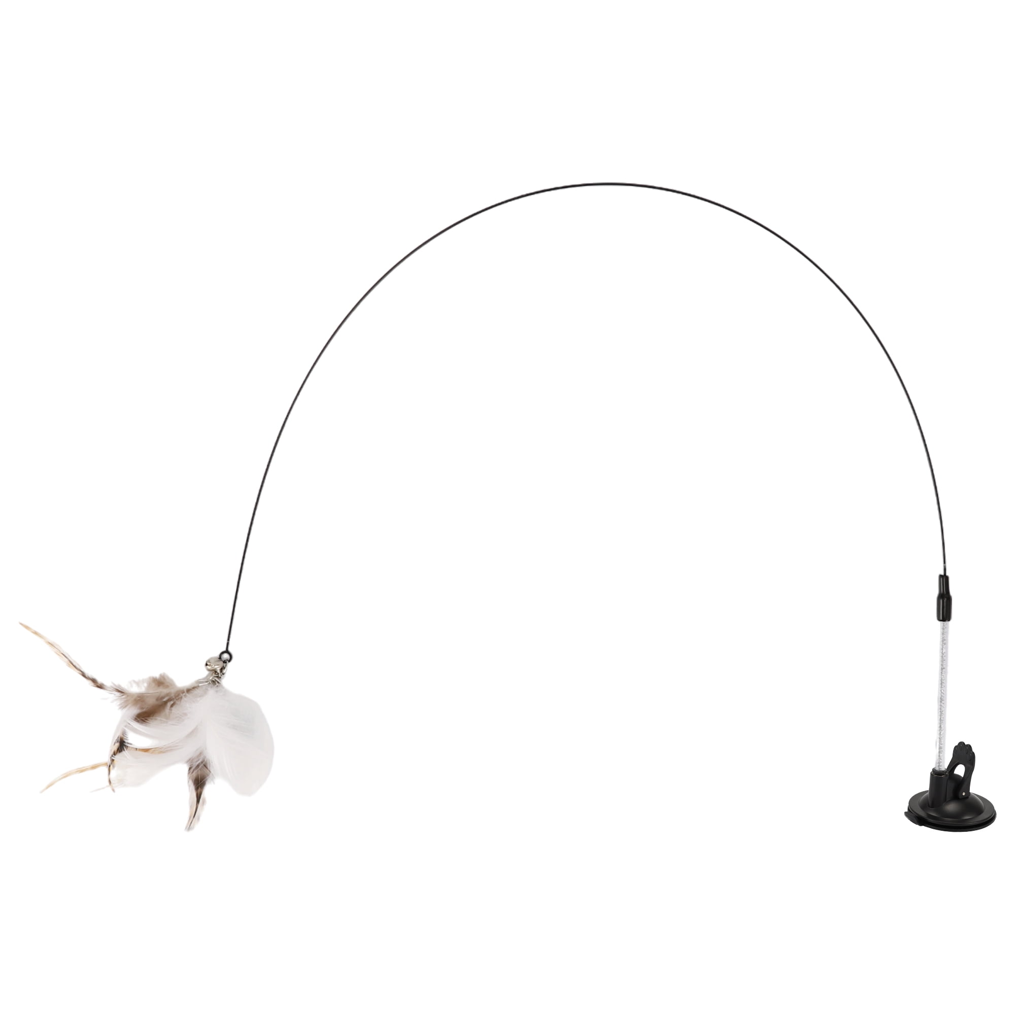 Unique Bargains Cat Teaser with Suction Cup and Bell Fluffy Plume Teasing Sticks White