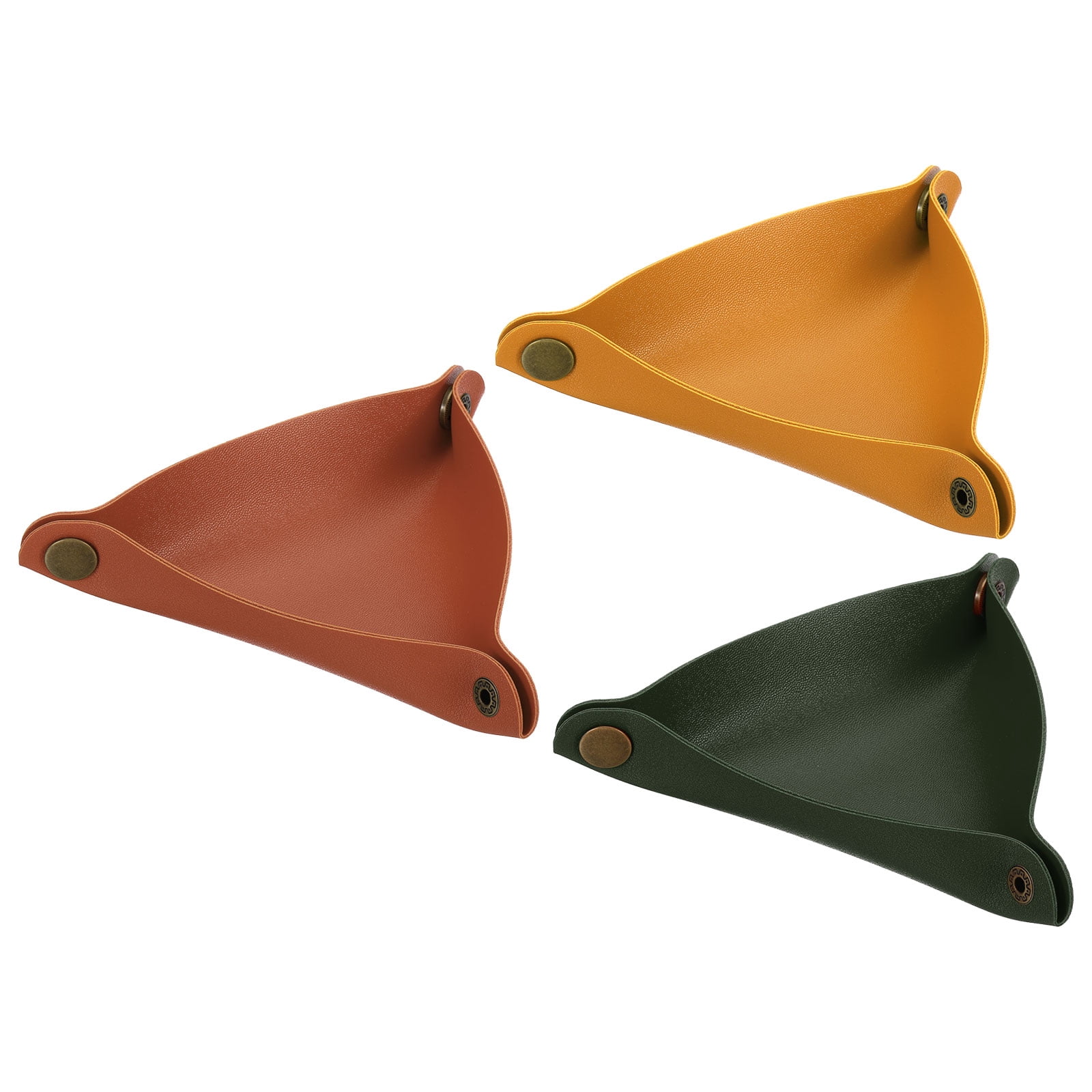 Unique Bargains Catchall Foldable Leather Valet Tray Brown Green Yellow