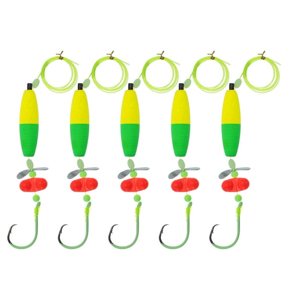Unique Bargains Catfish Fishing Rigs Catfish Circle Hooks 8/0 Peg Floats and Rattler Catfishing Equipment Catfish Float Rigs 40LB Fishing Line Green Yellow 1 Set