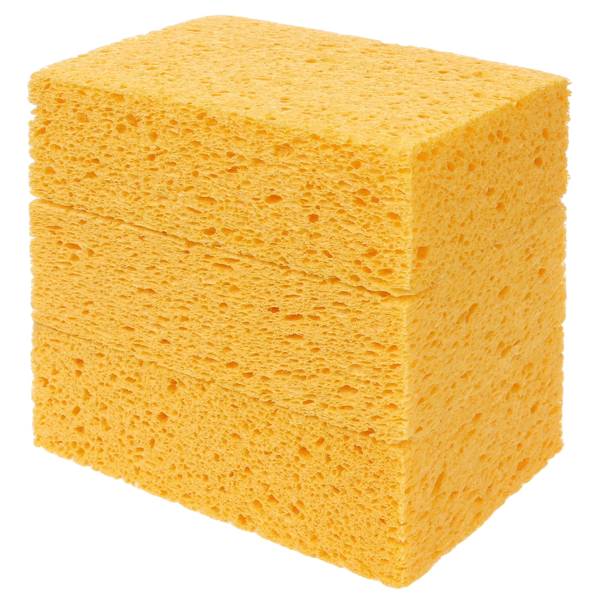 Unique Bargains Cellulose Sponges Cleaning Sponges Non-Scratch Scrubber Yellow 6"x4"x2"