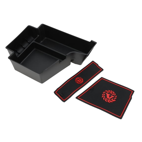 Unique Bargains Center Console Armrest Organizer Tray for Volvo XC60 XC90 V60 S60 V90 S90 2017-2025 Armrest Insert Tray Storage Box Plastic Red