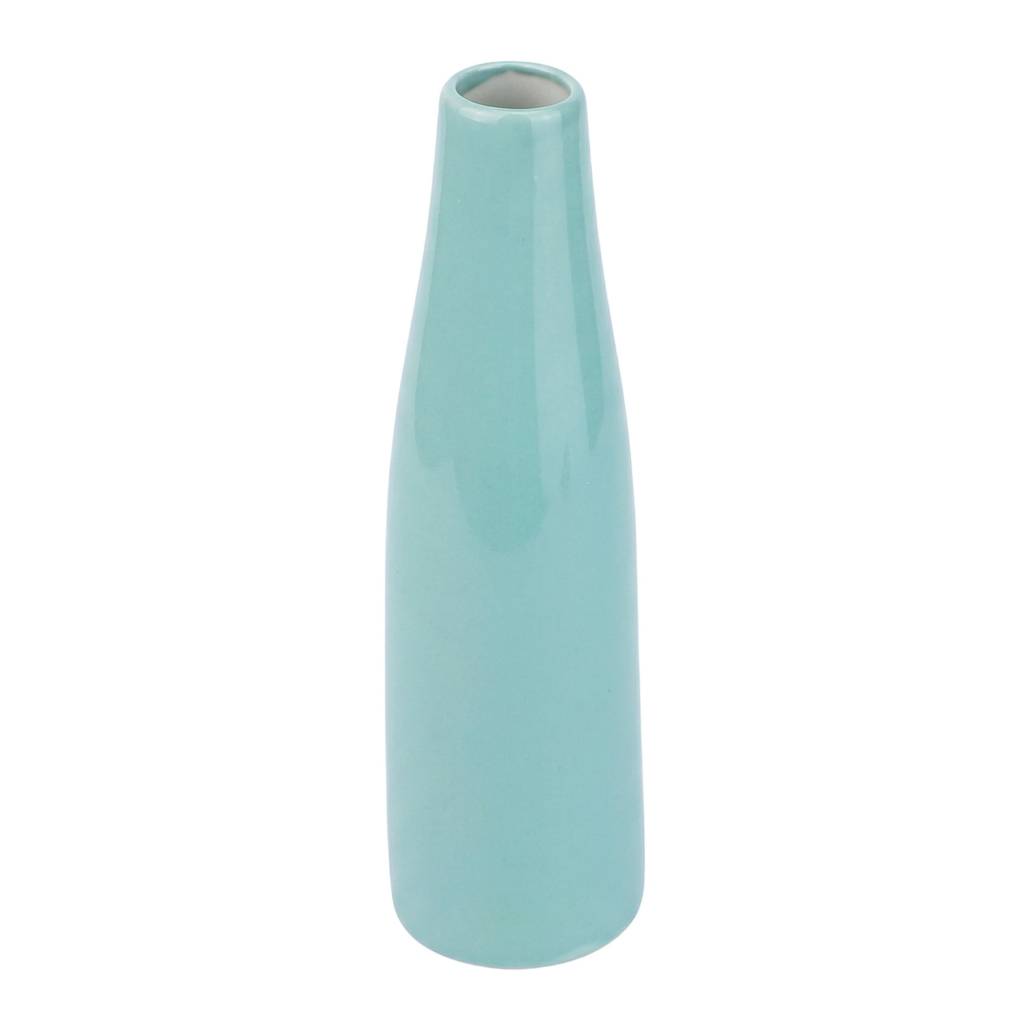 Unique Bargains Ceramic Bud Flowers Slim Decorative Vase Cyan 1.7"L x 1.7"W x 5.9"H