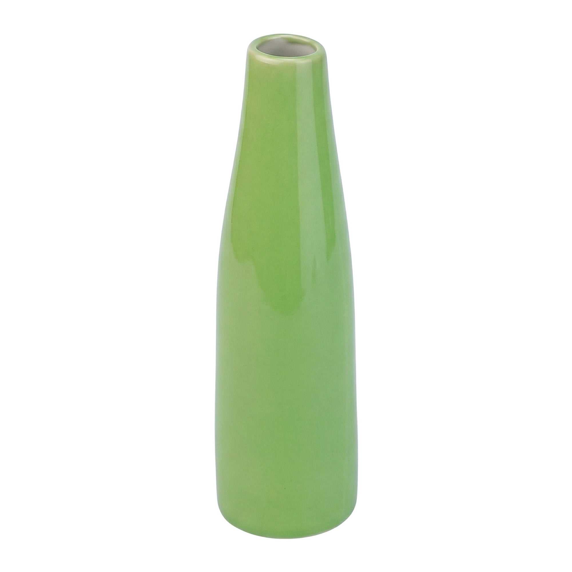 Unique Bargains Ceramic Bud Flowers Slim Decorative Vase Green 1.7"L x 1.7"W x 5.9"H
