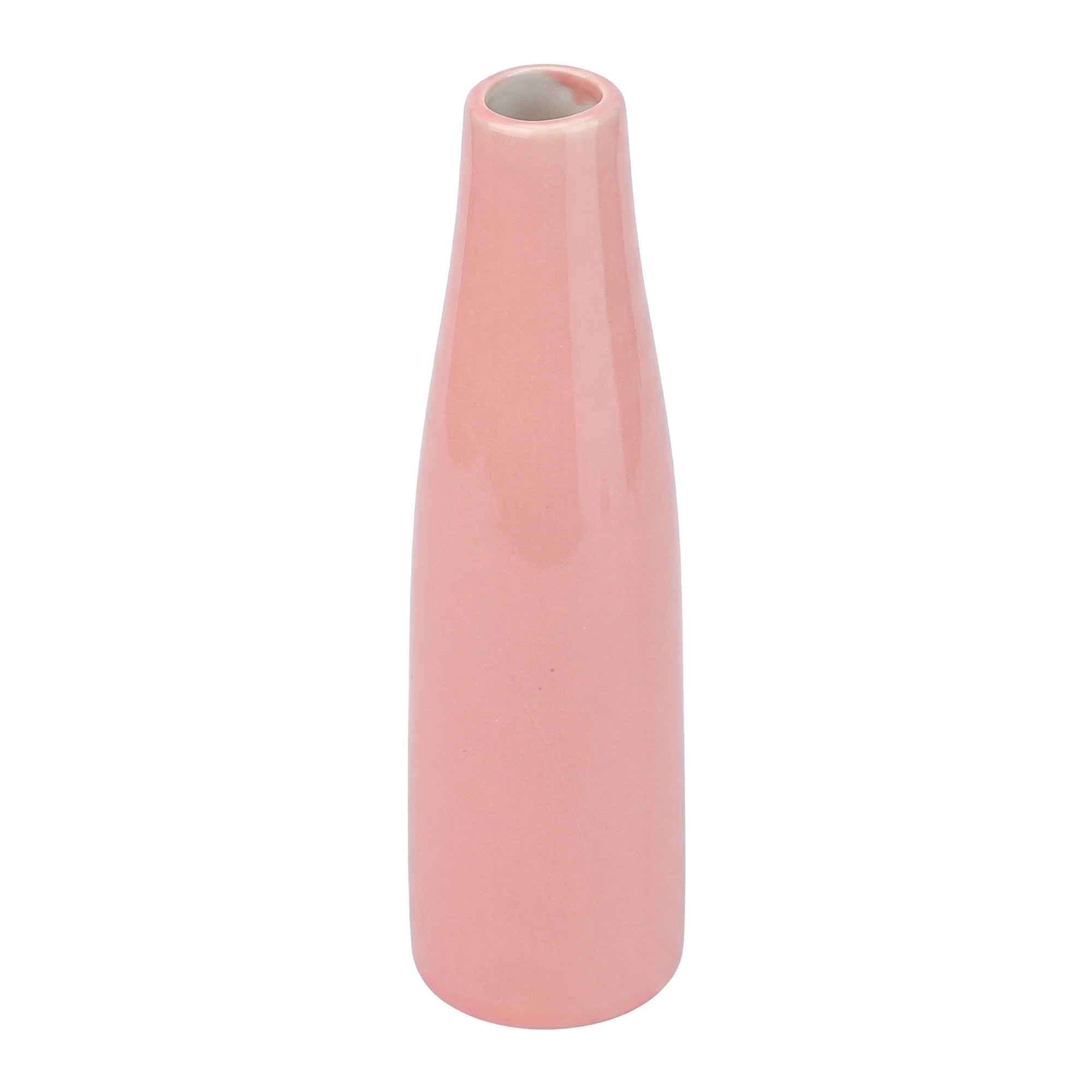 Unique Bargains Ceramic Bud Flowers Slim Decorative Vase Pink 1.7"L x 1.7"W x 5.9"H