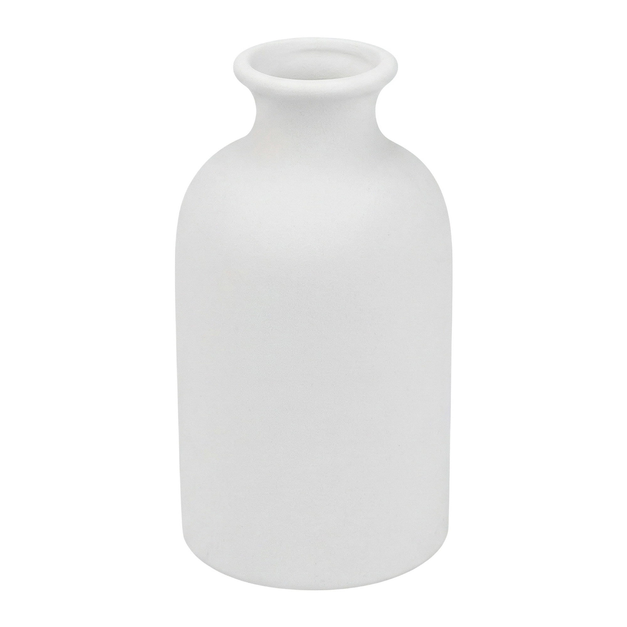 Unique Bargains Ceramic Bud Small Decorative Flower Vase Set White 2.7"L x 2.7"W x 4.7"H