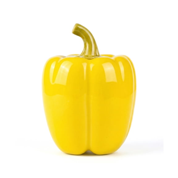 Unique Bargains Ceramic Chili Shaped Jar with Lid Cute Vegetable Jar for Decor Yellow