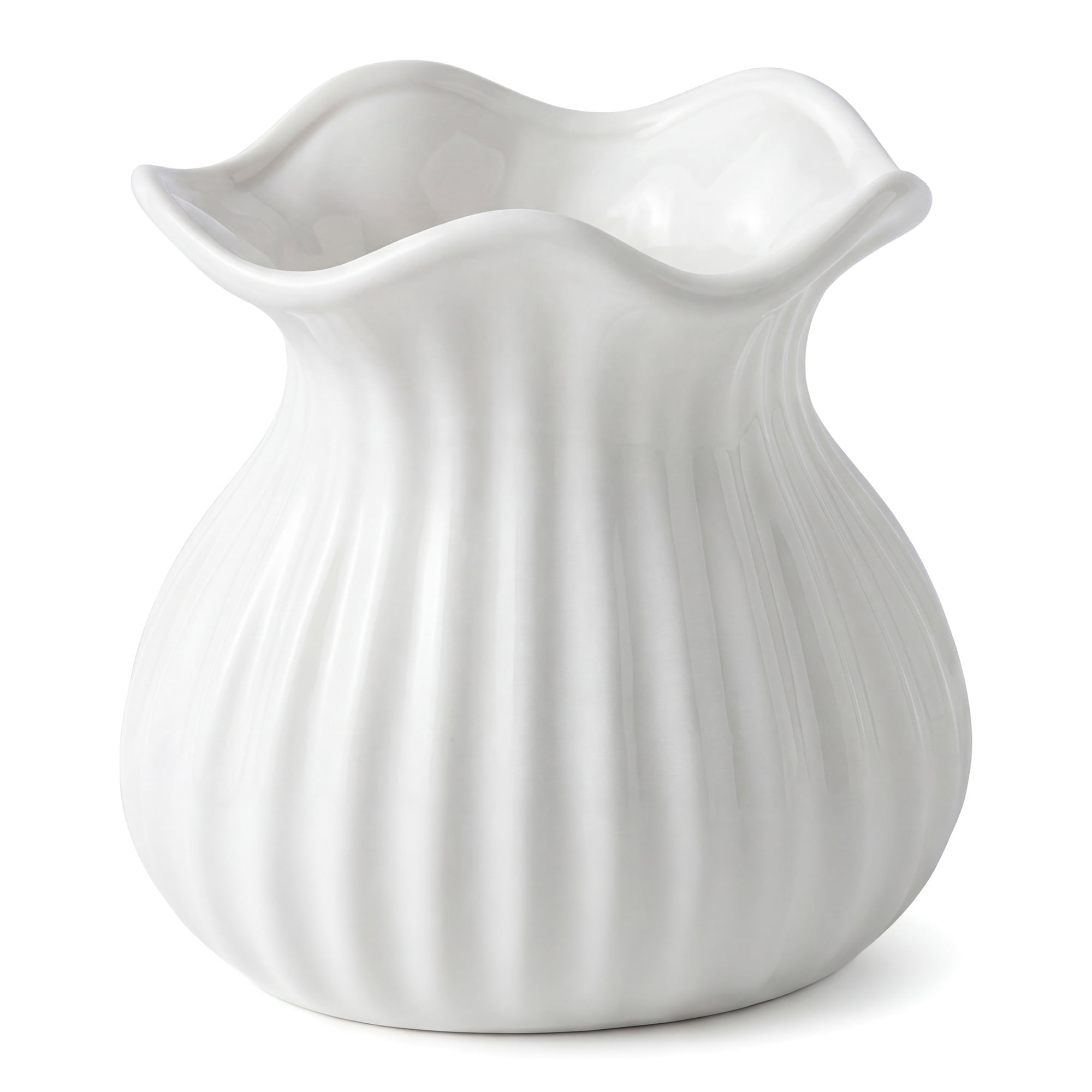 Unique Bargains Ceramic Cube Ribbed Textured Flower Vase Bright White 4.7" x 4.7" x 4.7"