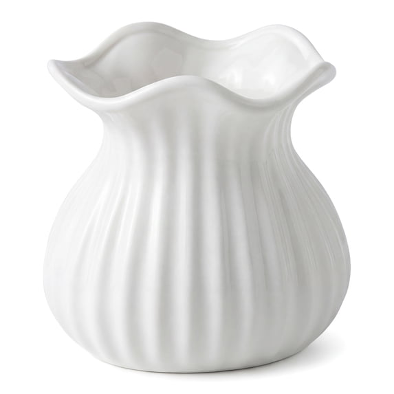 Unique Bargains Ceramic Cube Ribbed Textured Flower Vase Bright White 4.7" x 4.7" x 4.7"