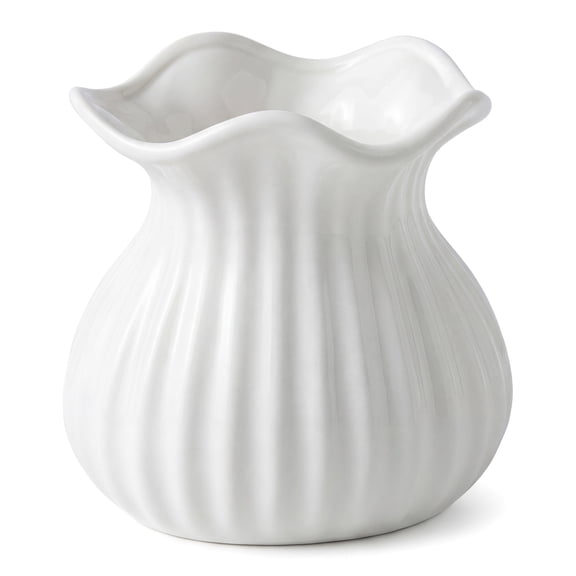 Unique Bargains Ceramic Cube Ribbed Textured Flower Vase Bright White 4.7" x 4.7" x 4.7"