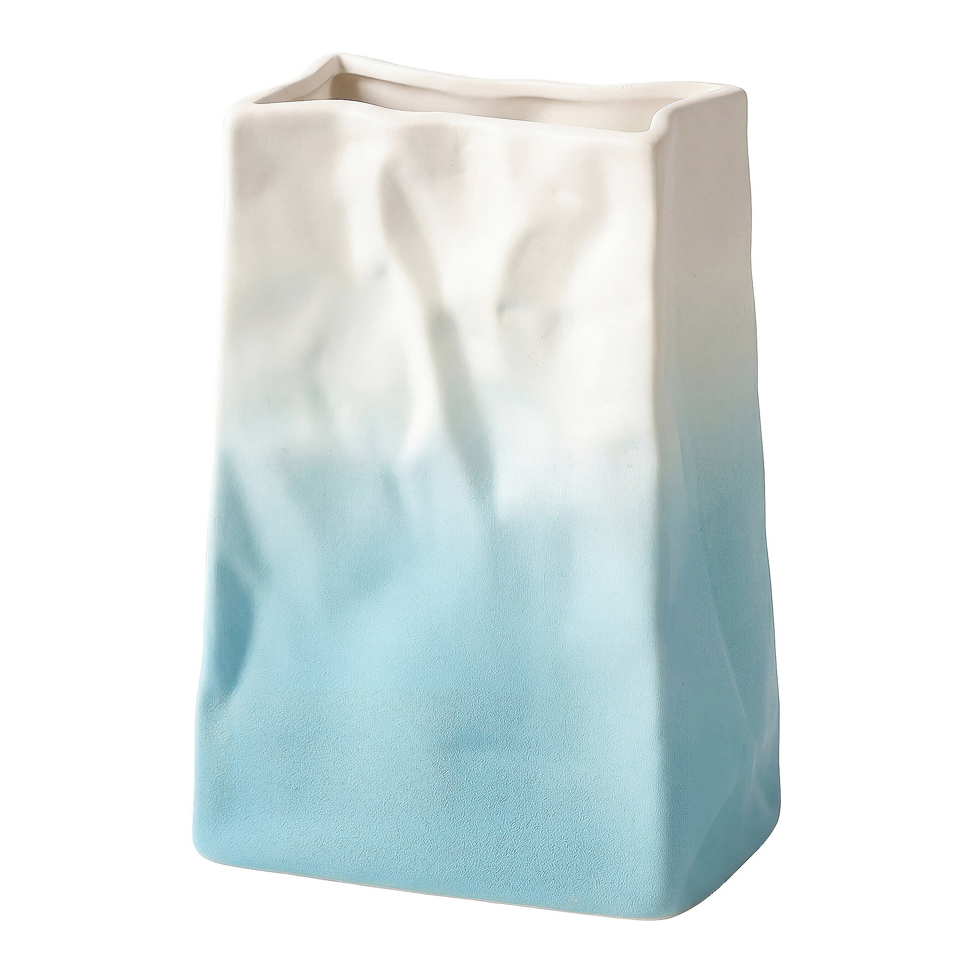 Unique Bargains Ceramic Matte Vase Retro Round Bottle Gradient Blue 5.0" x 2.8" x 6.7"