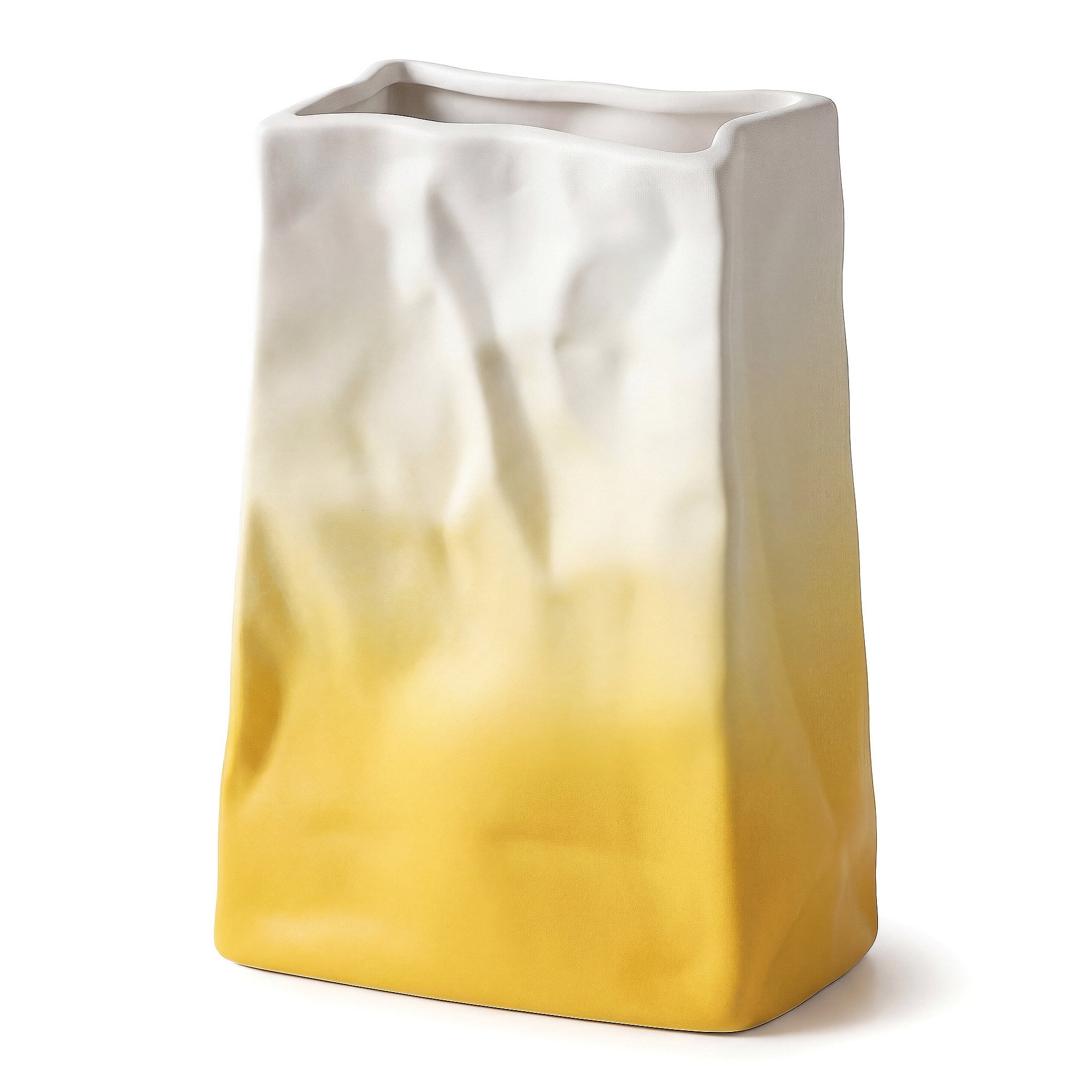 Unique Bargains Ceramic Matte Vase Retro Round Bottle Gradient Yellow 5.0" x 2.8" x 6.7"