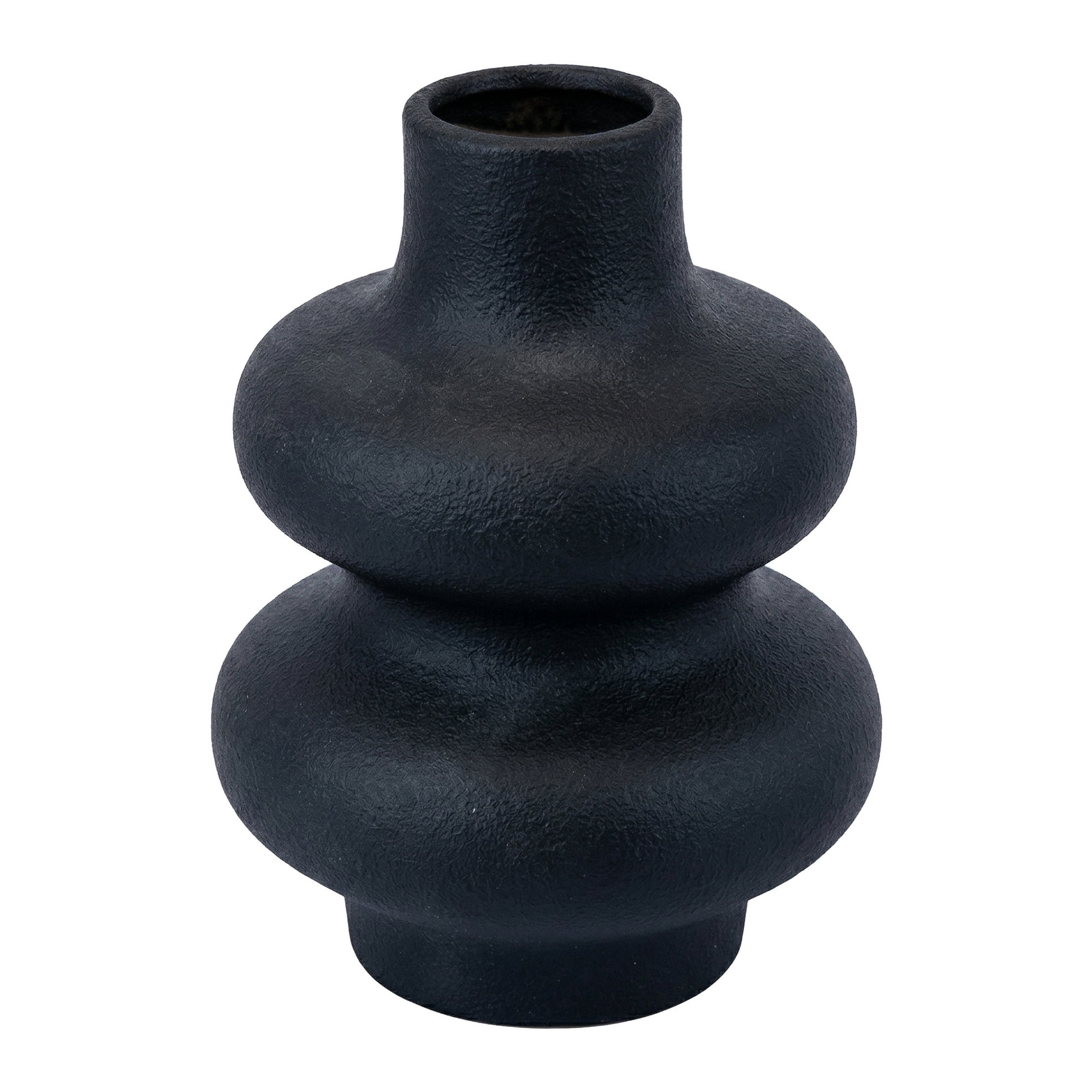 Unique Bargains Ceramic Modern Ripple Textured Decorative Vase Black 4.7"L x 4.7"W x 6"H