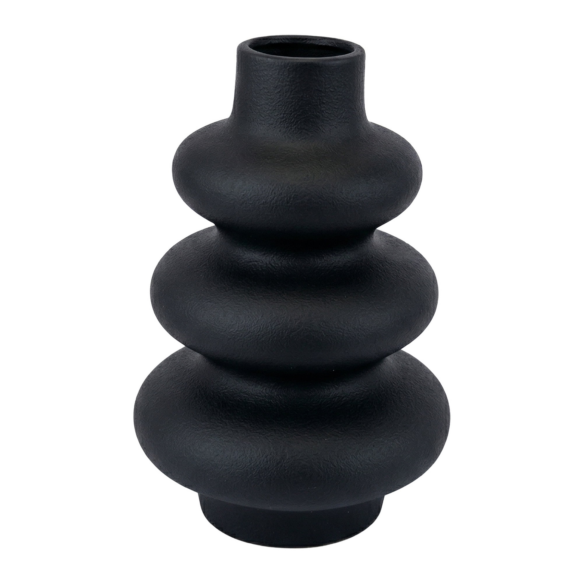 Unique Bargains Ceramic Modern Ripple Textured Decorative Vase Black 5.4"L x 5.4"W x 8"H