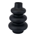 thumbnail image 1 of Unique Bargains Ceramic Modern Ripple Textured Decorative Vase Black 5.4"L x 5.4"W x 8"H, 1 of 5
