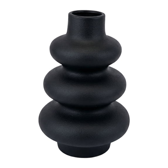 Unique Bargains Ceramic Modern Ripple Textured Decorative Vase Black 5.4"L x 5.4"W x 8"H