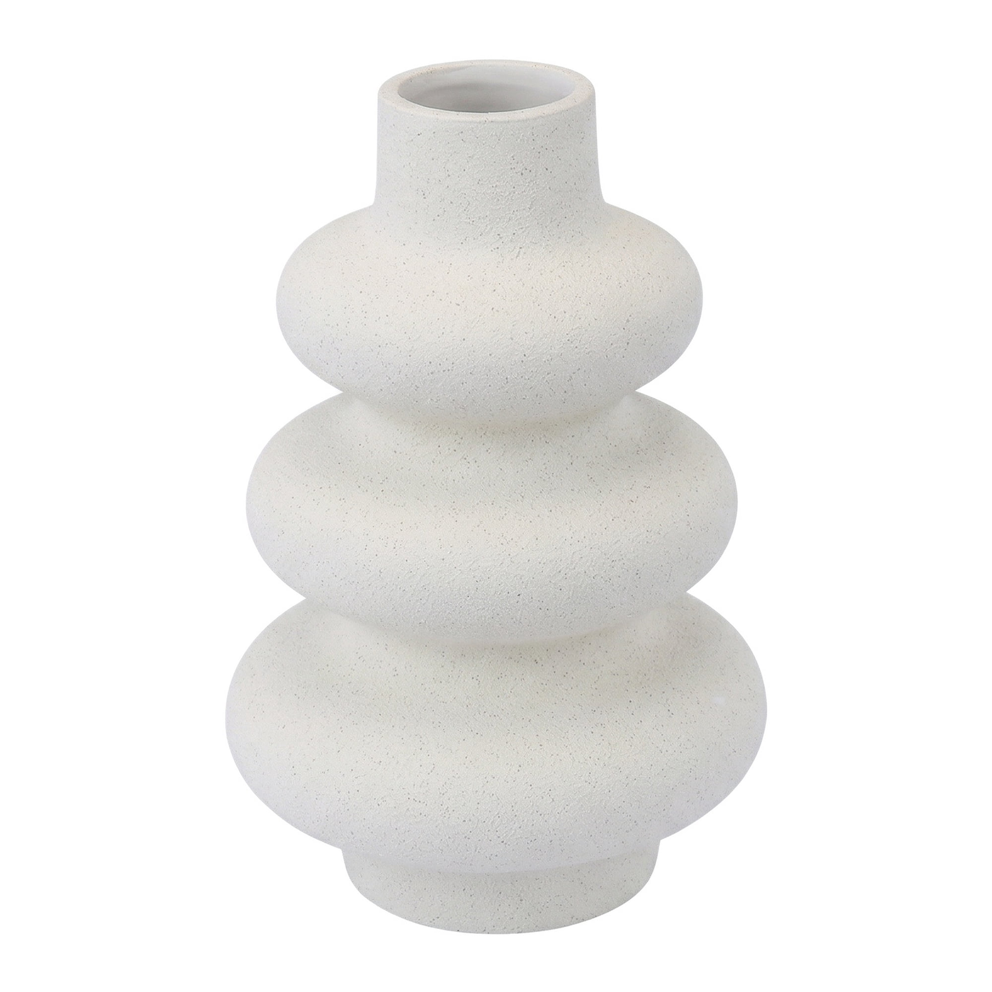 Unique Bargains Ceramic Modern Ripple Textured Decorative Vase White 5.4"L x 5.4"W x 8"H