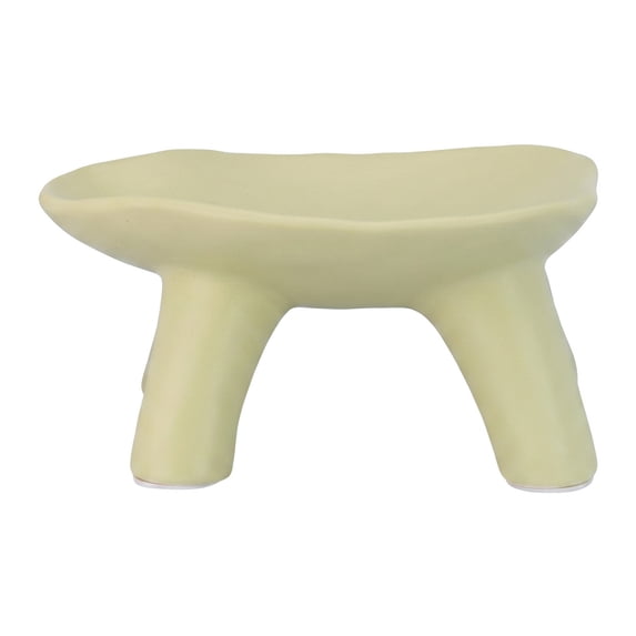 Unique Bargains Ceramic Pedestal Footed Jewelry Tray Bowl Light Green 8.1*8.1*3.9inch