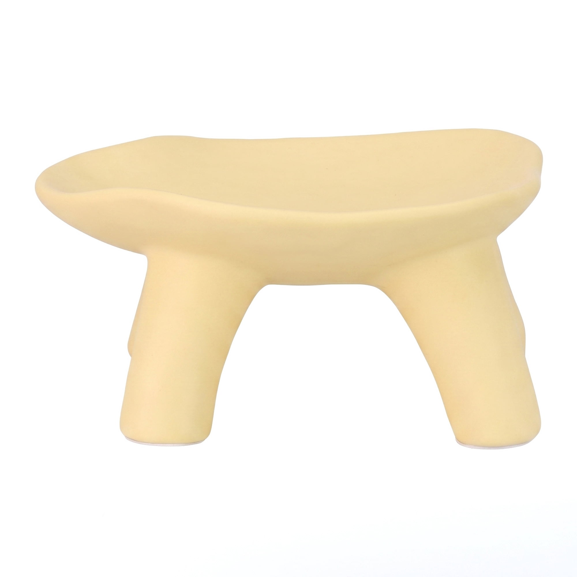 Unique Bargains Ceramic Pedestal Footed Jewelry Tray Bowl Light Yellow 8.1*8.1*3.9inch