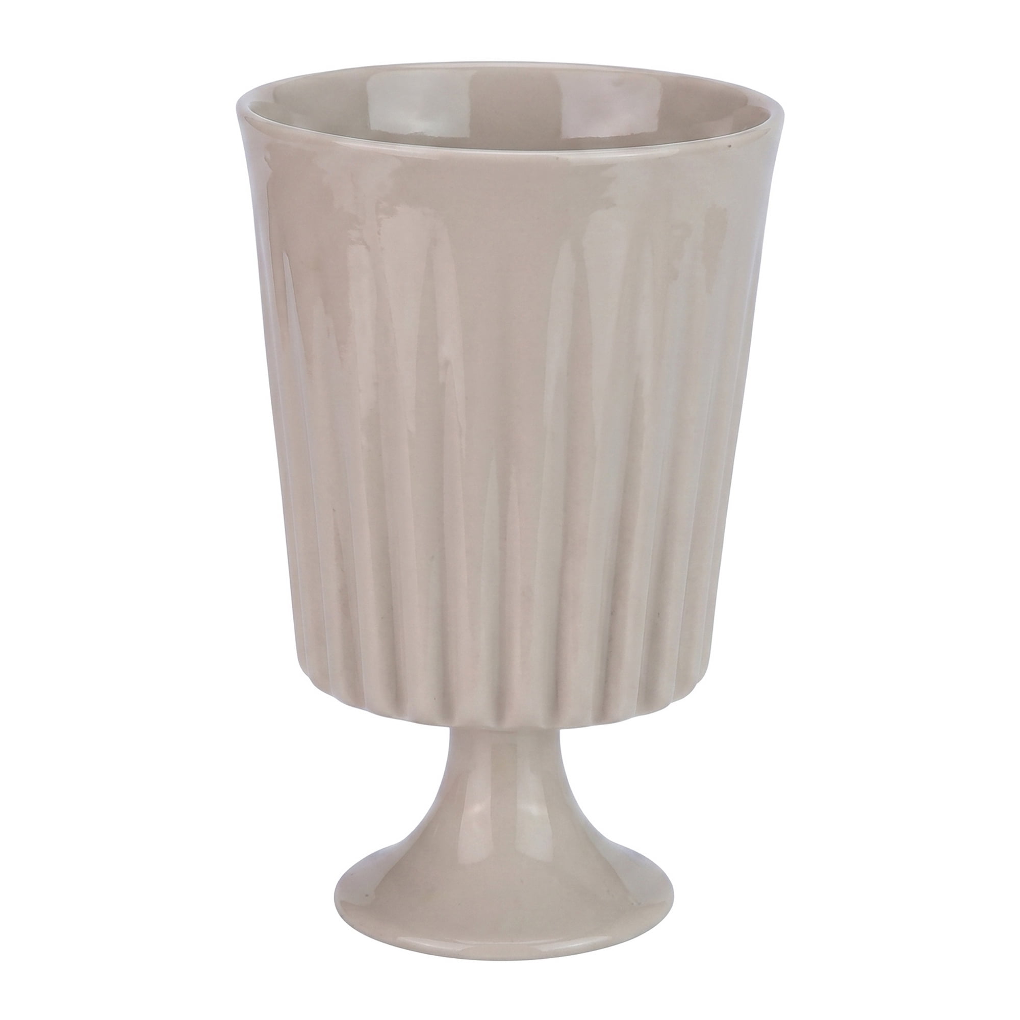 Unique Bargains Ceramic Pedestal Vintage Goblet Jewelry Dish Beige 3.1"L x 3.1"W x 5"H