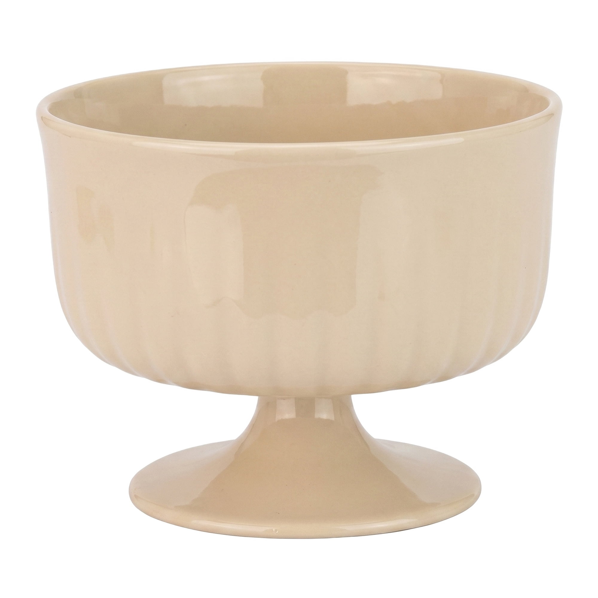 Unique Bargains Ceramic Pedestal Vintage Goblet Jewelry Dish Beige 4.3"L x 4.3"W x 3.8"H