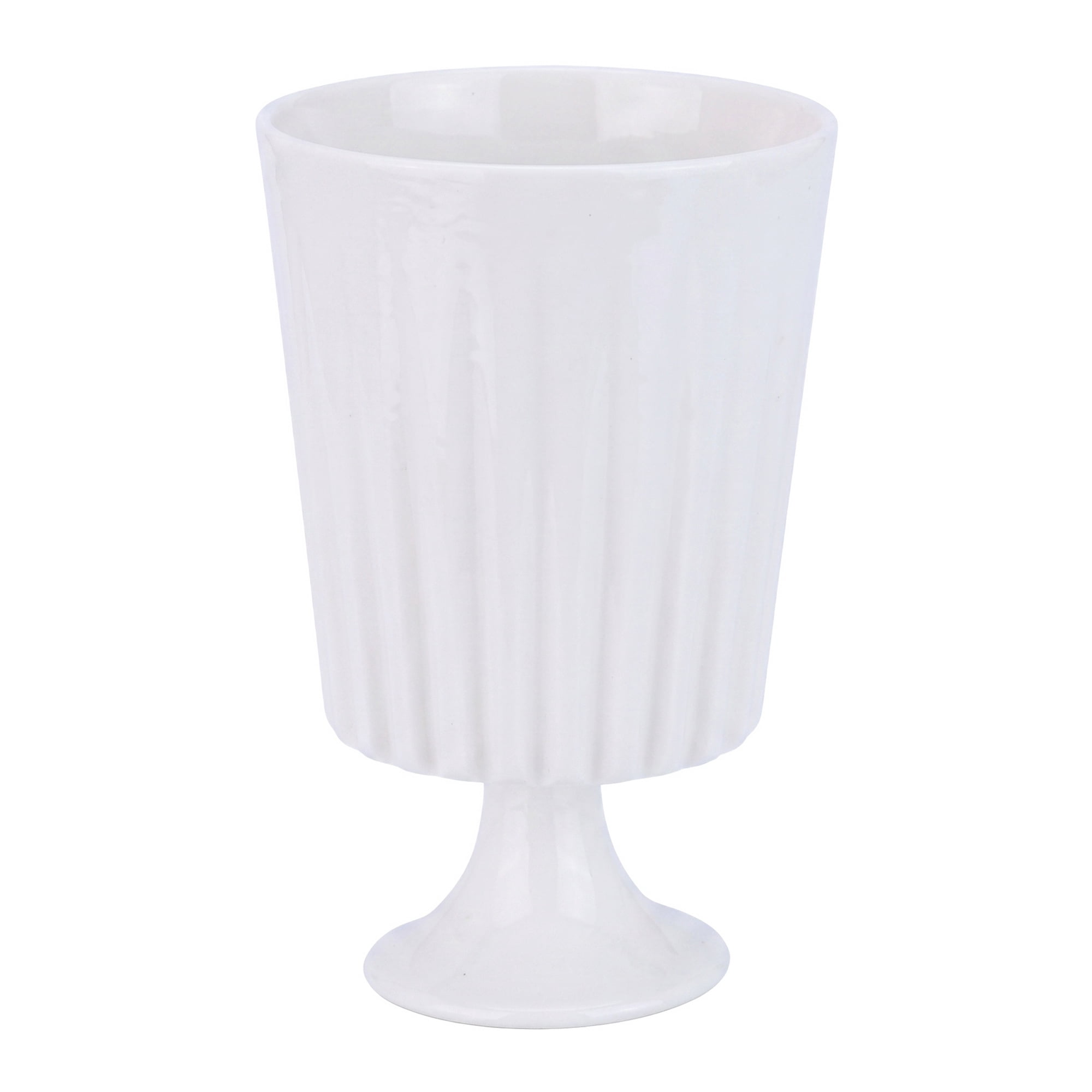 Unique Bargains Ceramic Pedestal Vintage Goblet Jewelry Dish White 3.1"L x 3.1"W x 5"H