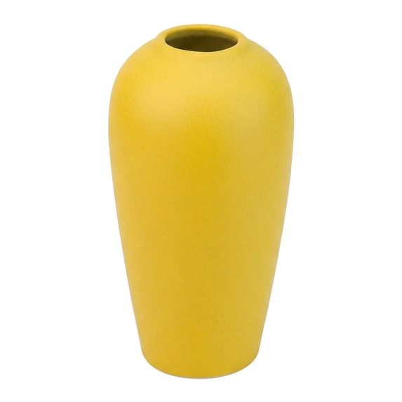 Unique Bargains Ceramic Ribbed Textured Flower Vase Yellow 3.1" x 3.1" x 6.1"