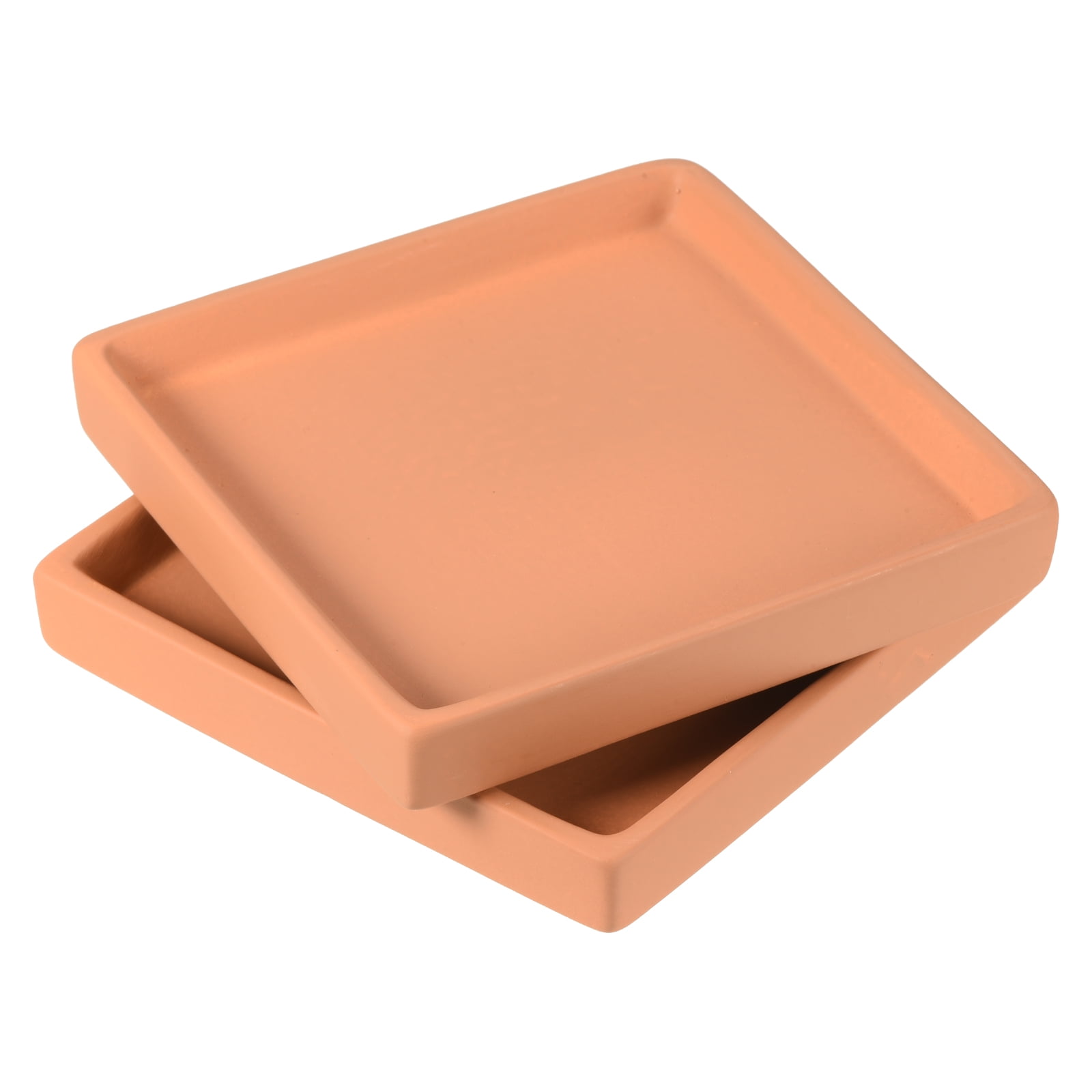 Unique Bargains Ceramic Square Planter Saucer Flower Drip Tray Coaster, 2 Pack Orange 5"