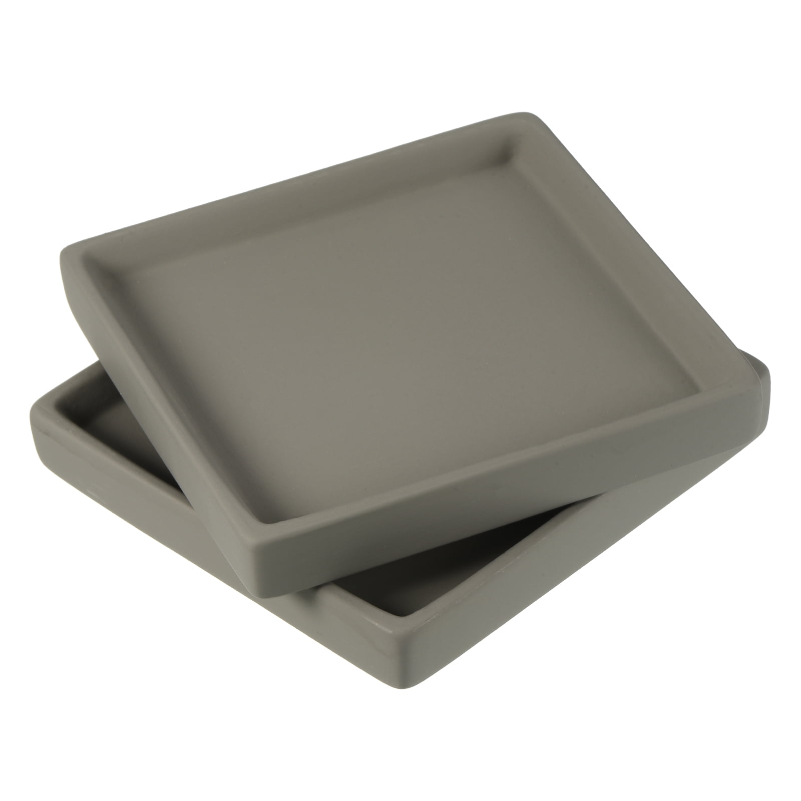 Unique Bargains Ceramic Square Planter Saucer Flower Pot Drip Tray Coaster Dark Gray 5"