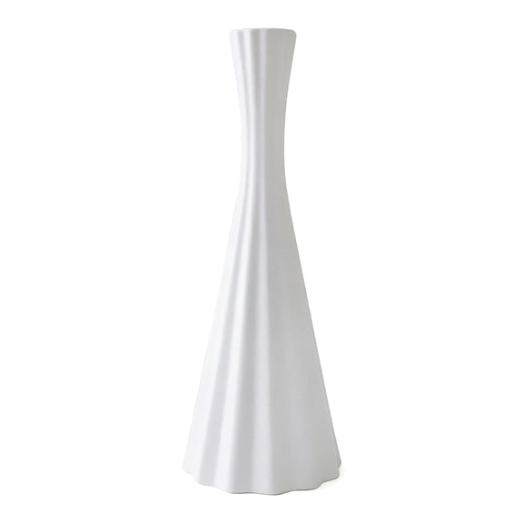 Unique Bargains Ceramic Vase for Home Decor Tall Matte Flower Vase Ribbed Textured White