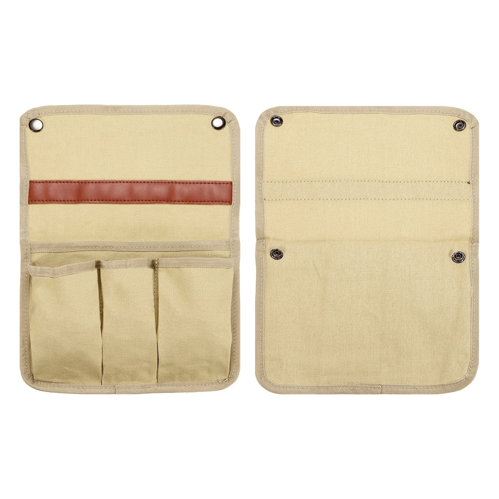 Unique Bargains Chair Armrest Organizer Outdoor Folding Chair Arm Rest Side Magazines Bag Beige