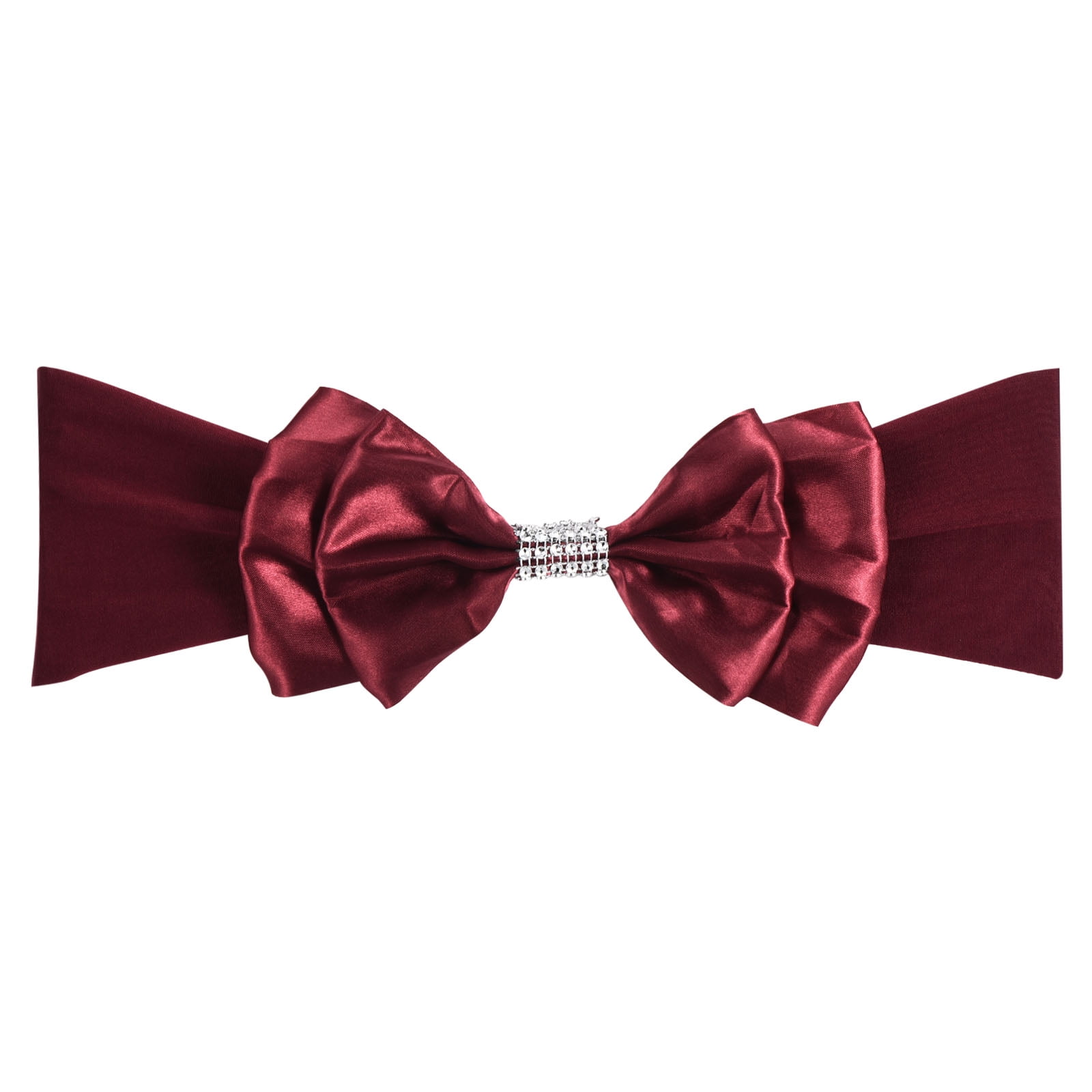 Unique Bargains Chair Sash Bow Spandex Stretch Chair Cover Bands Sashes with Bow Knot 10 Burgundy