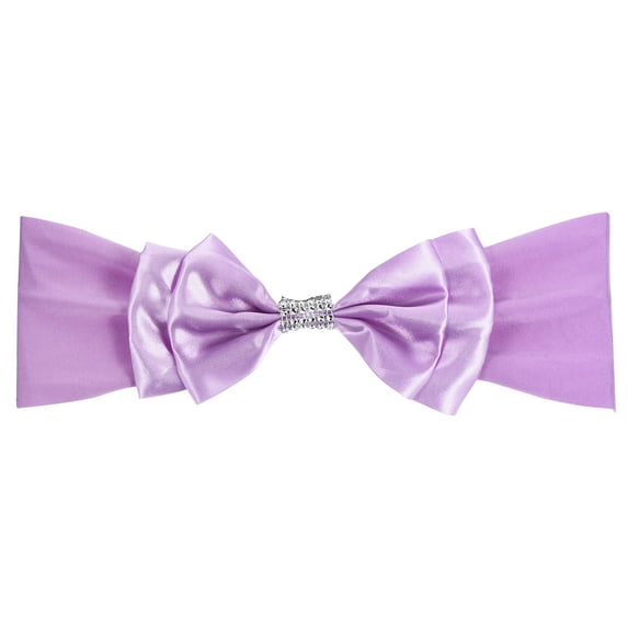 Unique Bargains Chair Sash Bow Spandex Stretch Chair Cover Bands Sashes with Bow Knot 10 Light Purple