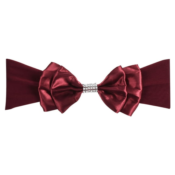 Unique Bargains Chair Sash Bow Spandex Stretch Chair Cover Bands Sashes with Bow Knot 20 Burgundy