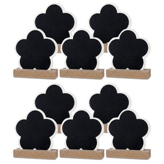 Unique Bargains 20Pcs Mini Chalkboard Signs with Support Base 10Pcs Flower Shape 3" x 1.0" x 2.9"