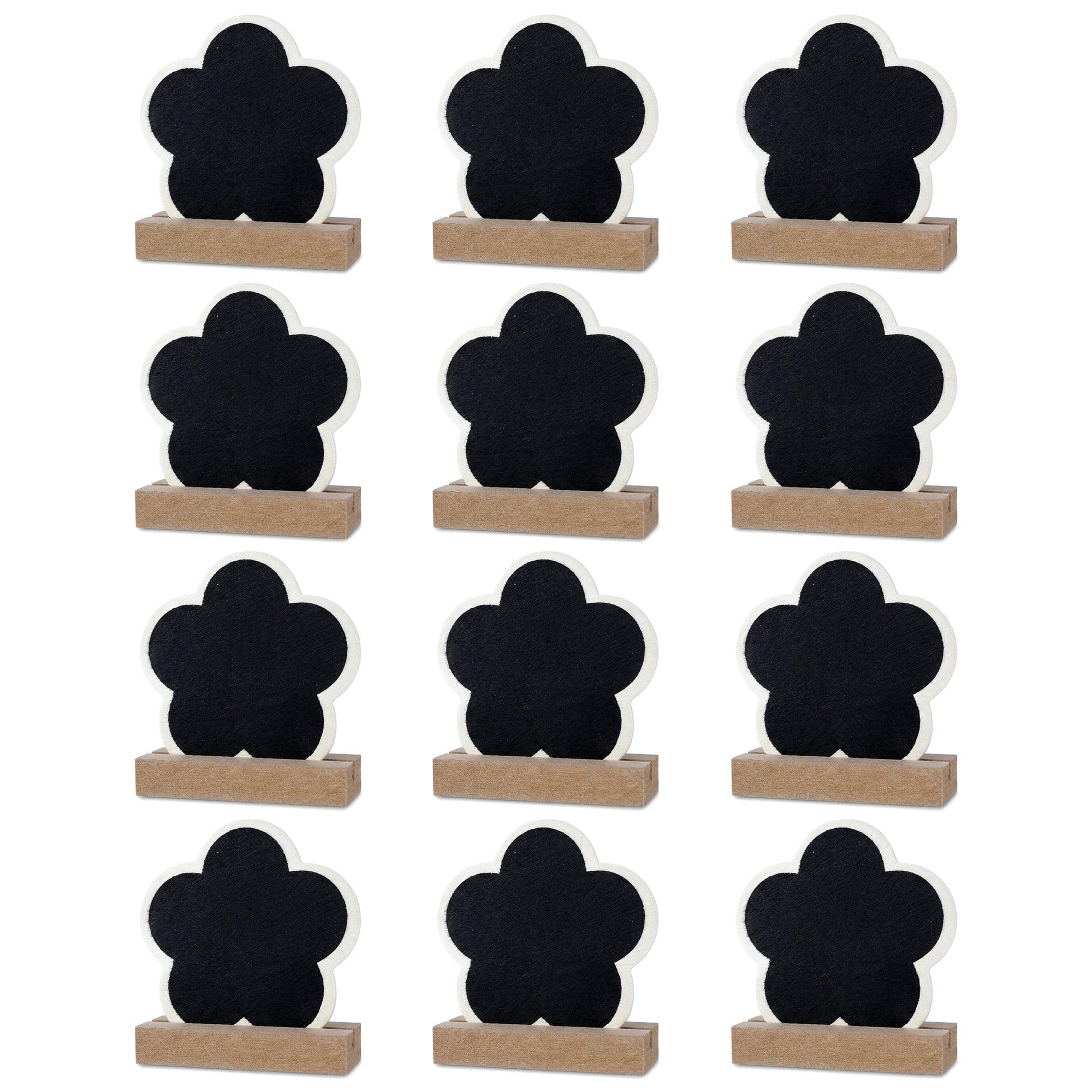 Unique Bargains 20Pcs Mini Chalkboard Signs with Support Base 12Pcs  Flower Shape 3" x 1.0" x 2.9"