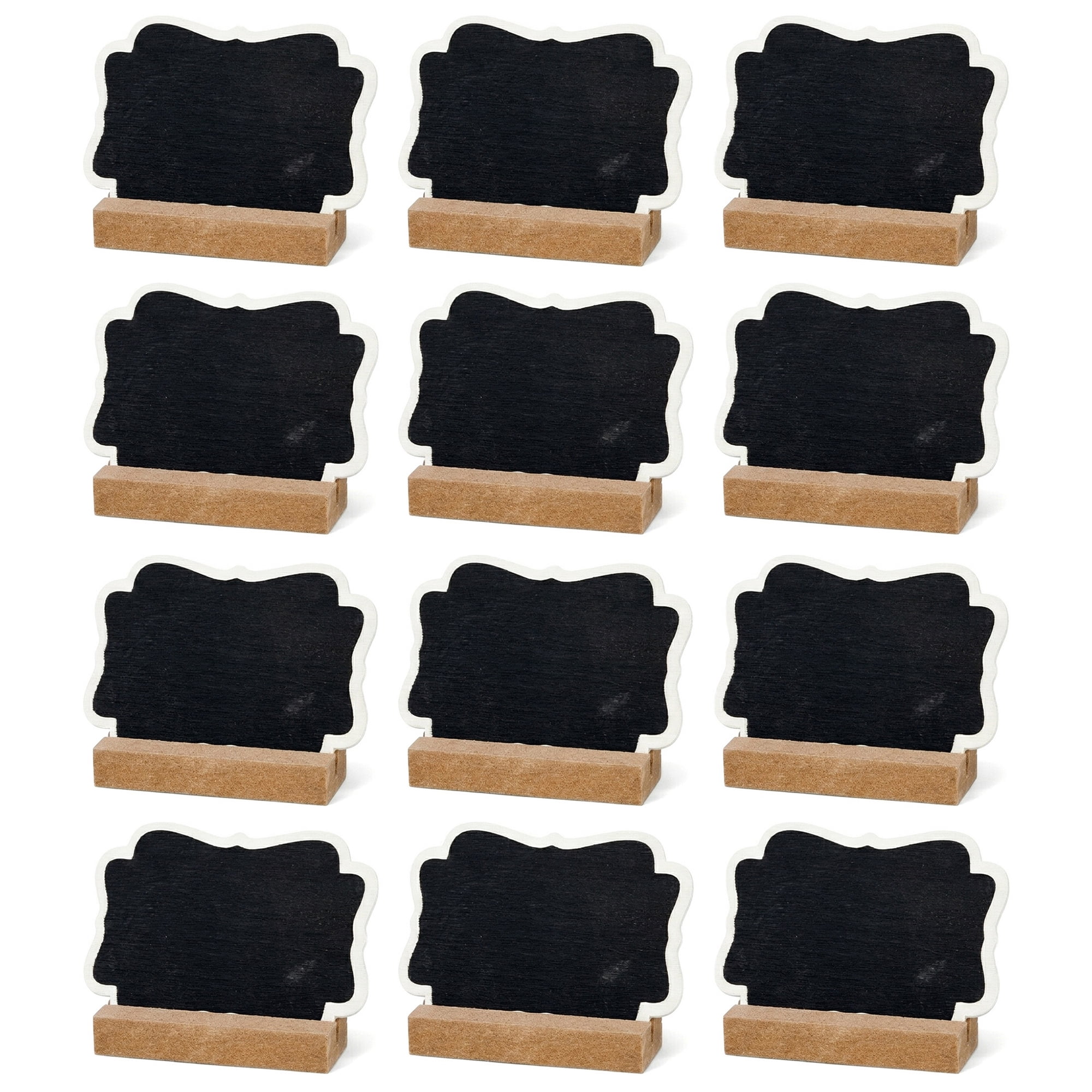 Unique Bargains 20Pcs Mini Chalkboard Signs with Support Base 12Pcs Geometric 3.3" x 1.0" x 2.4"