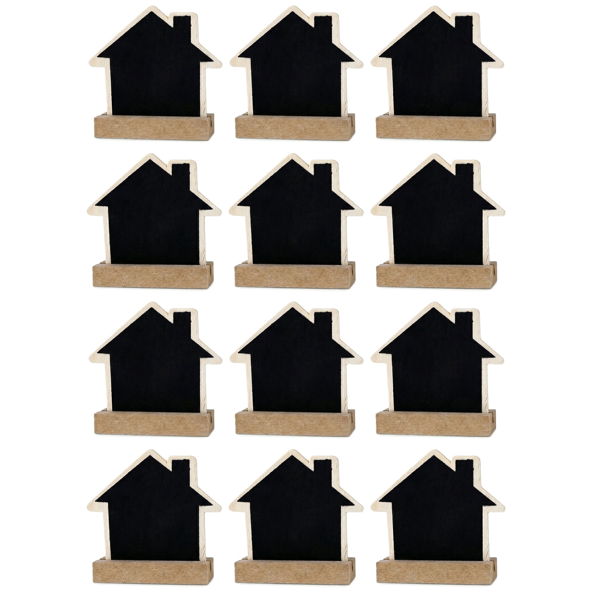Unique Bargains 20Pcs Mini Chalkboard Signs with Support Base 12Pcs  House Shape 3.1" x 1.0" x 2.9"
