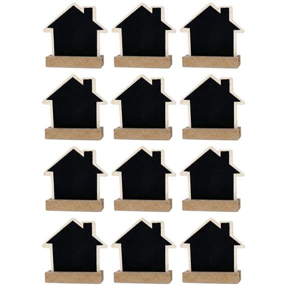 Unique Bargains 20Pcs Mini Chalkboard Signs with Support Base 12Pcs House Shape 3.1" x 1.0" x 2.9"