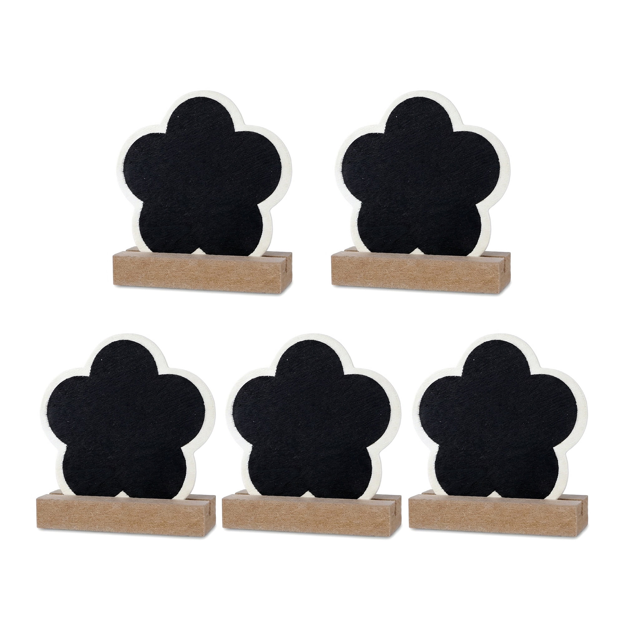 Unique Bargains 20Pcs Mini Chalkboard Signs with Support Base 5Pcs Flower Shape 3" x 1.0" x 2.9"