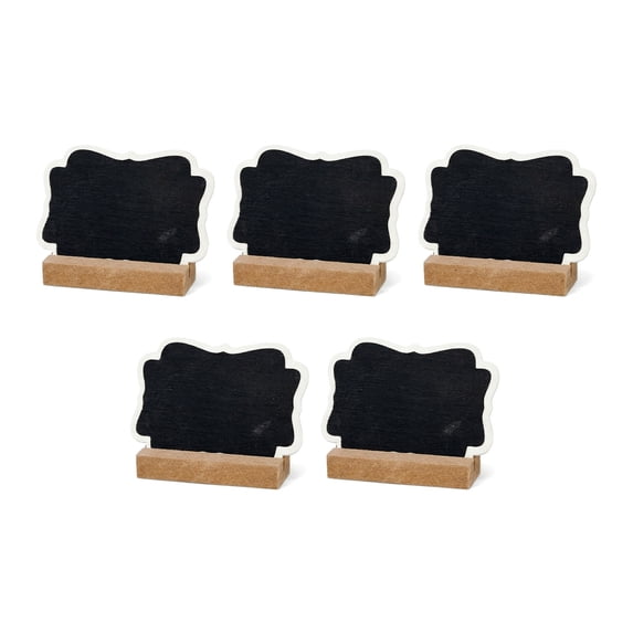Unique Bargains 20Pcs Mini Chalkboard Signs with Support Base 5Pcs Geometric 3.3" x 1.0" x 2.4"