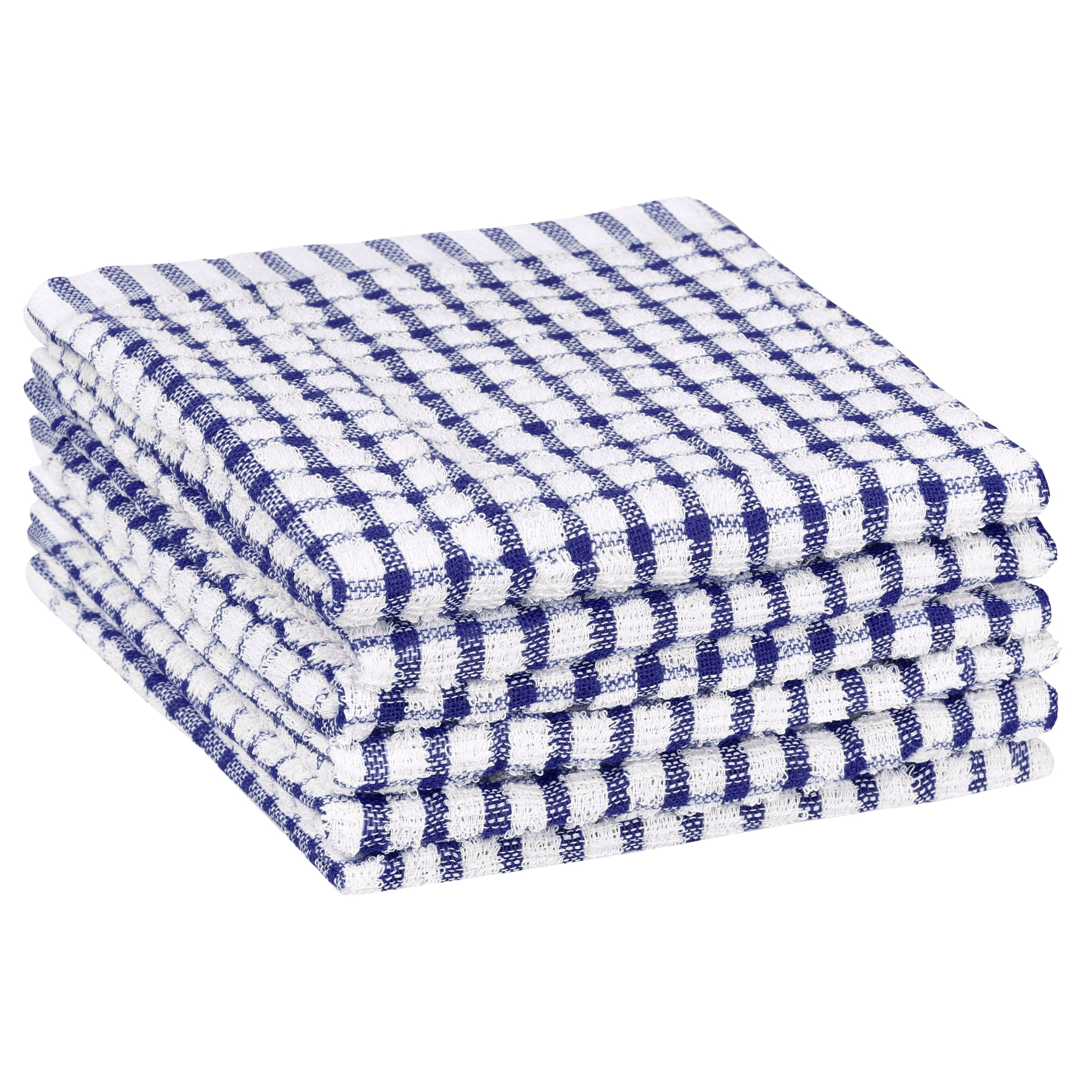 Unique Bargains Checked Cotton Washable Dish Cloth Kitchen Tea Towels 11" x 16" Blue