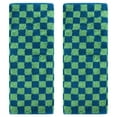 thumbnail image 1 of Unique Bargains Checkered Cotton Hand Towels for Bathroom Kitchen Blue Green 2-Piece, 1 of 5