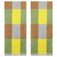 thumbnail image 1 of Unique Bargains Checkered Cotton Hand Towels for Bathroom, Kitchen Yellow Green 2-Piece, 1 of 5