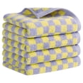 thumbnail image 1 of Unique Bargains Checkered Cotton Hand Towels for Bathroom Kitchen Yellow Purple 4-Piece, 1 of 5