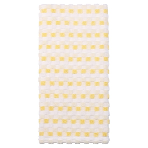 Unique Bargains Checkered Cotton Soft Absorbent Hand Towel Yellow 1pc 29" x 13"
