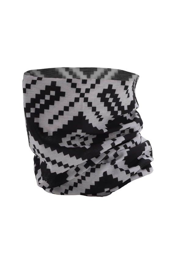 Checkered Pattern Face Scarf Mask Black White 1 Pc