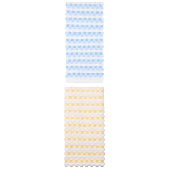 Unique Bargains Checkered Plaid Cotton Soft Absorbent Hand Towel Blue/Yellow 29" x 13"