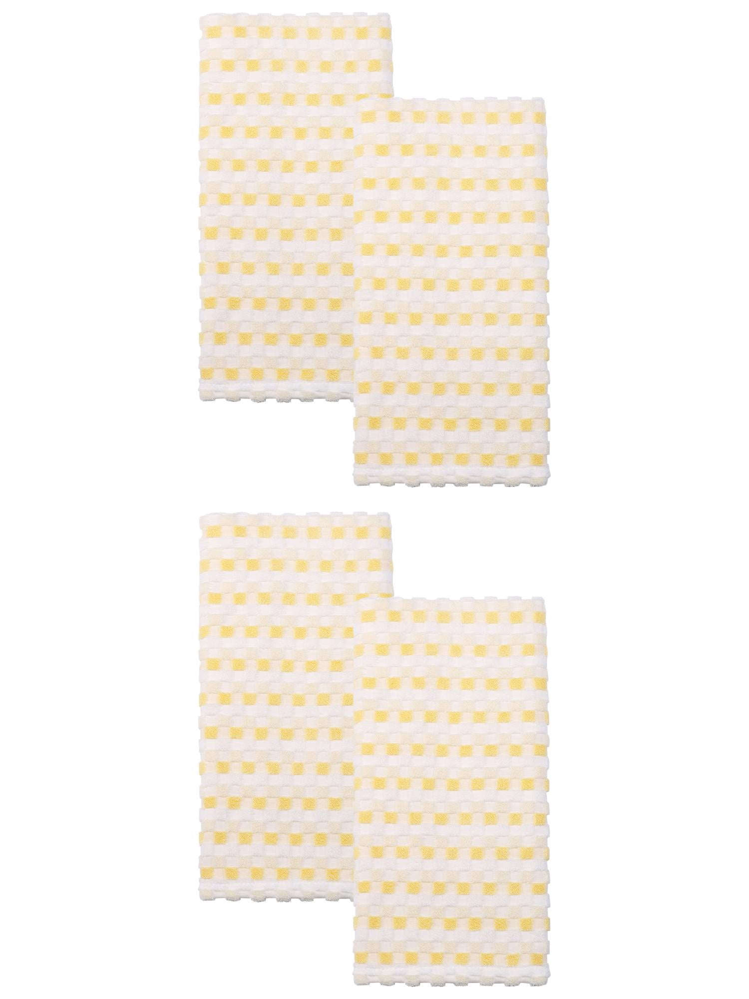 Unique Bargains Checkered Plaid Cotton Soft Absorbent Hand Towel Yellow 29" x 13"